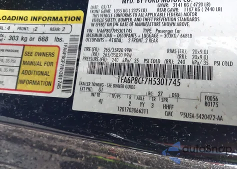 2017 Ford Mustang Gt Premium из США, поврежденный, VIN 1FA6P8CF7H5301745